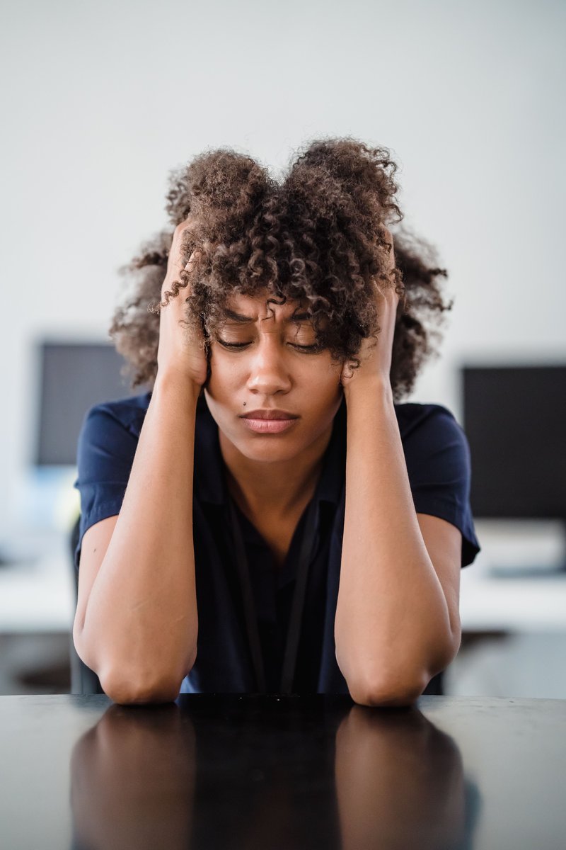 Tired Woman with Hands in Hair · Free Stock Photo Tired Woman with Hands in Hair · Free Stock Photo