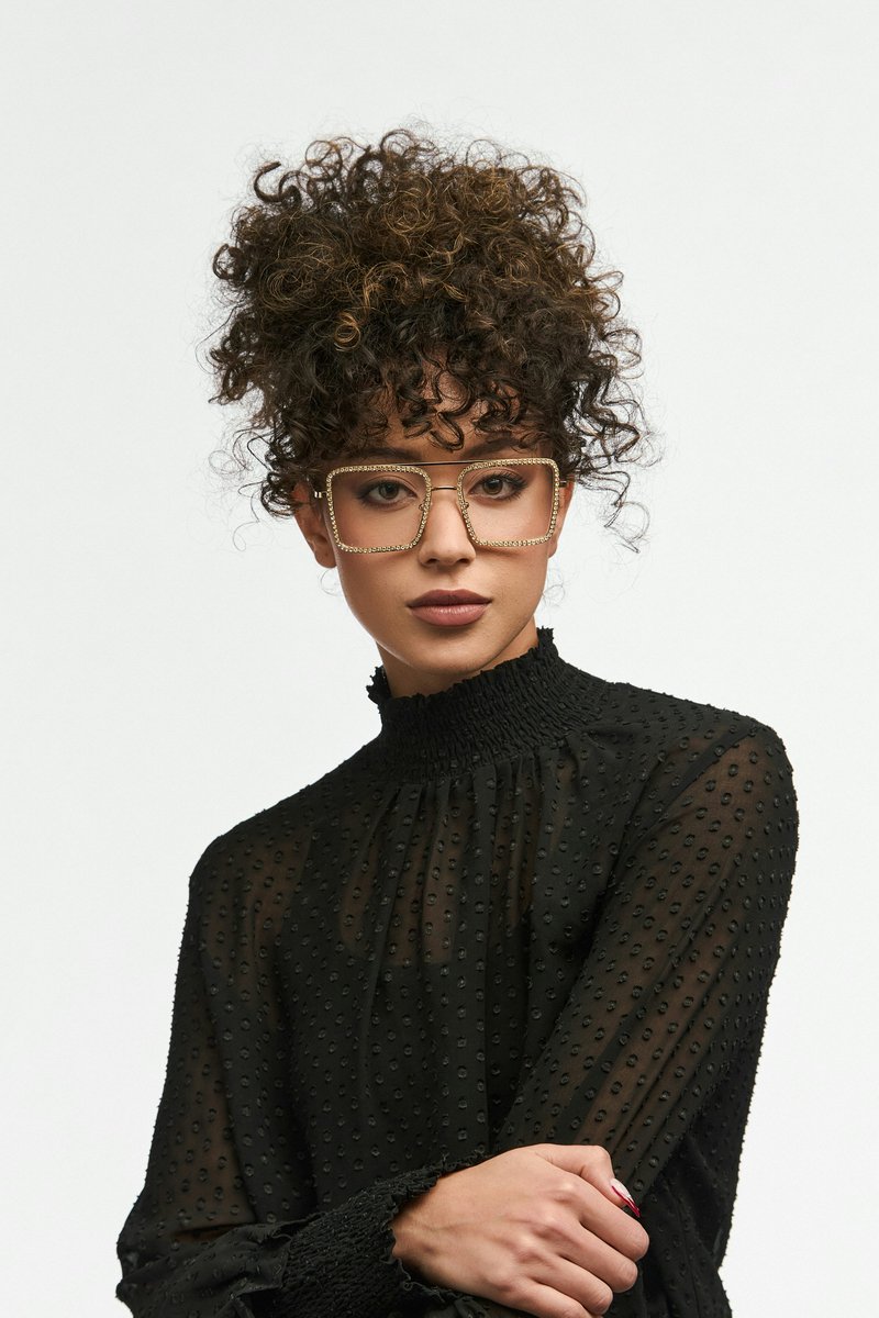 Stylish woman with curly hair wearing glasses. photo &ndash; Free ...